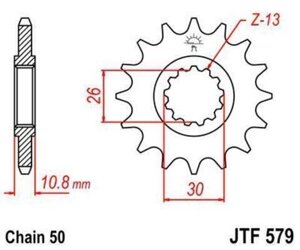 Звезда мотоциклетная JT JTF579.16RB с демпфером