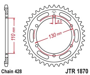 12226-44 звезда задняя (ведомая) стальная, 428, AFAM (JTR1870.44)