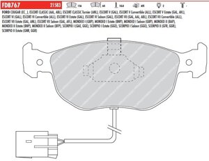 FDB767 Тормозные колодки дисковые OE 'PREMIER' FORD ESCORT V. VI. MONDEO I. II . SCORPIO I. II