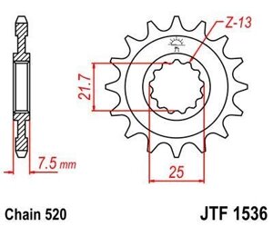 Звезда мотоциклетная JT JTF1536.16RB с демпфером