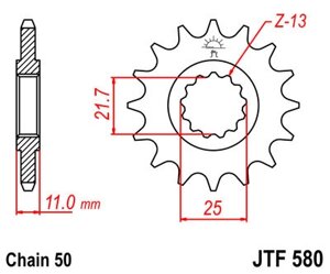Звезда мотоциклетная JT JTF580.16
