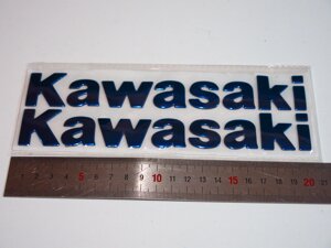 Наклейки на бак Kawasaki синие 19,5см