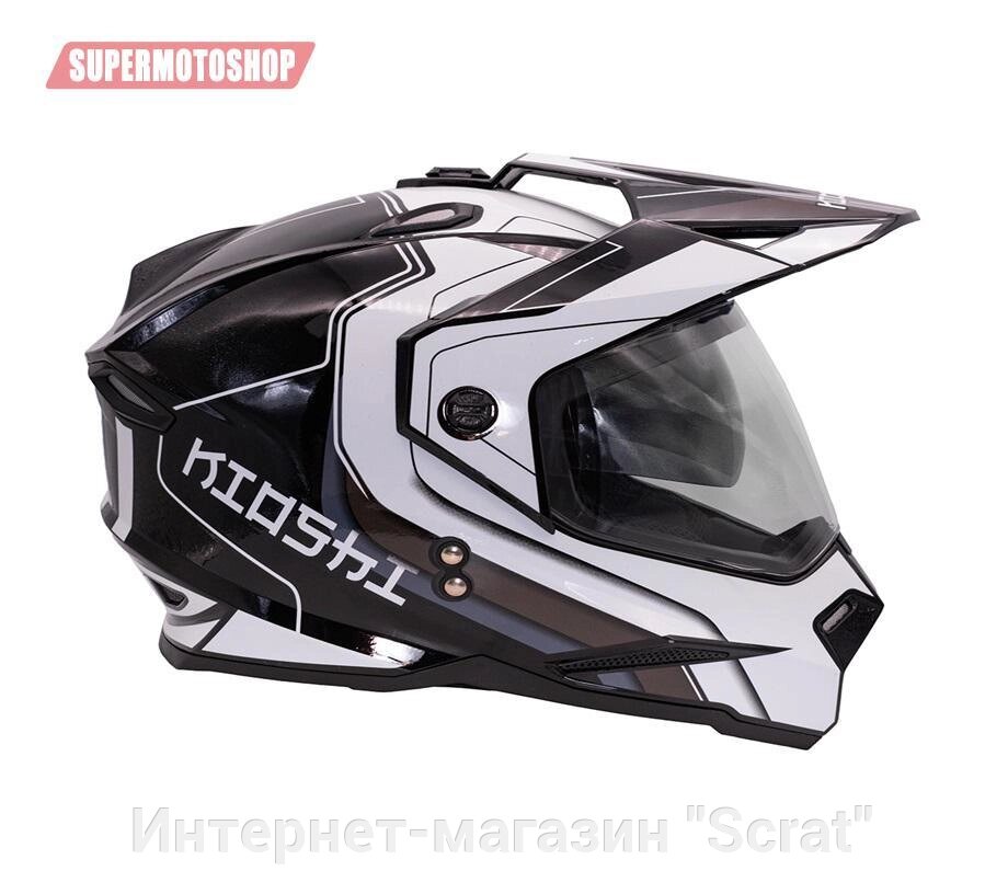 Шлем эндуро KIOSHI Fighter 802 Черный / Белый, размер L от компании Интернет-магазин "Scrat" - фото 1