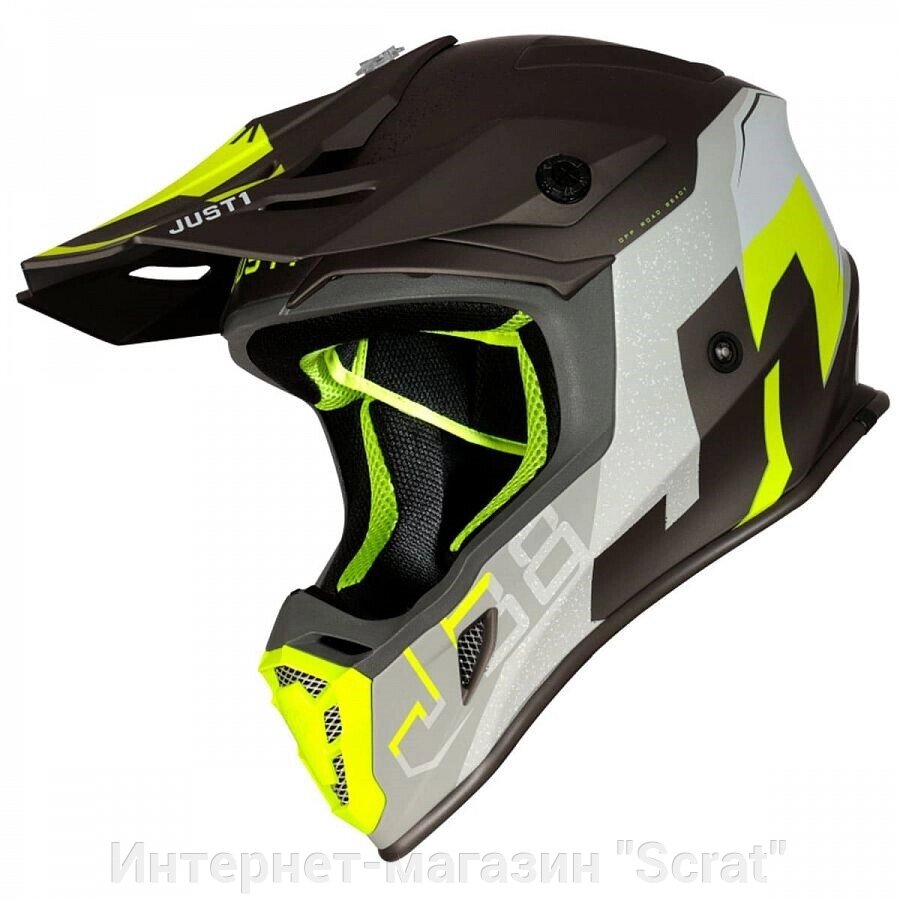 Шлем кроссовый JUST1 J38 Korner Hi-Vis желтый/титановый матовый, XL от компании Интернет-магазин "Scrat" - фото 1