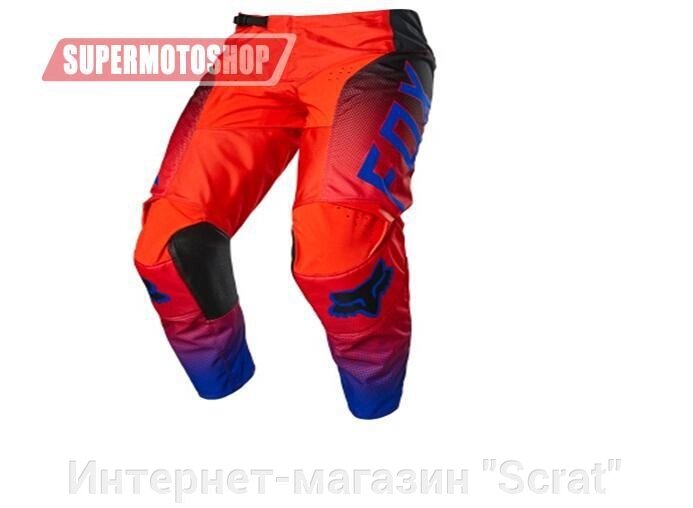 Штаны кроссовые  Fox 180, красный/голубой/чёрный 32 от компании Интернет-магазин "Scrat" - фото 1