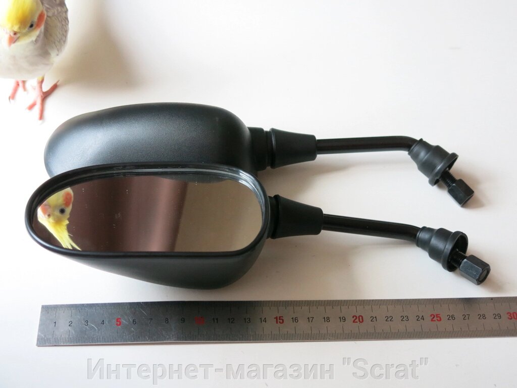 Зеркала Yamaha левая резьба чёрные от компании Интернет-магазин "Scrat" - фото 1