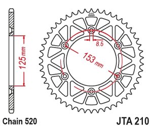 Звезда ведомая алюминиевая JTA210 52RED