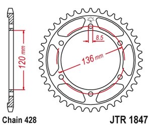 Звезда ведомая для мотоцикла RK B3265-47 (JTR1847-47)