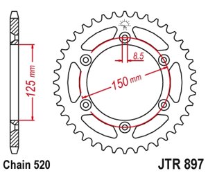 Звезда ведомая для мотоцикла RK B4403-47 (JTR897-47)
