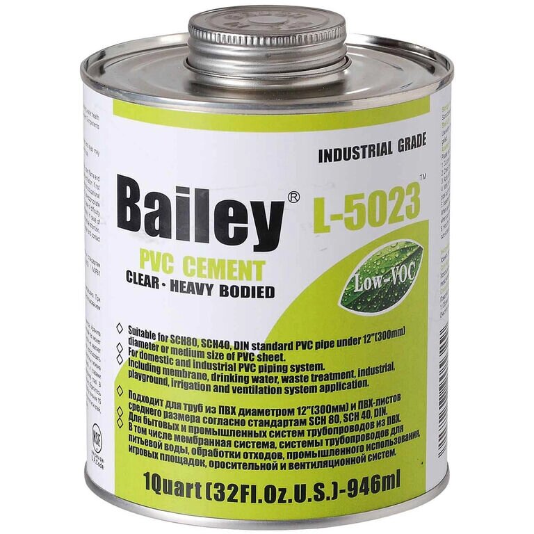 Bailey Клей для труб ПВХ Bailey L-5023 946мл (для больших диаметров ПВХ труб) от компании "ТК ВАШ ДОМ" - фото 1