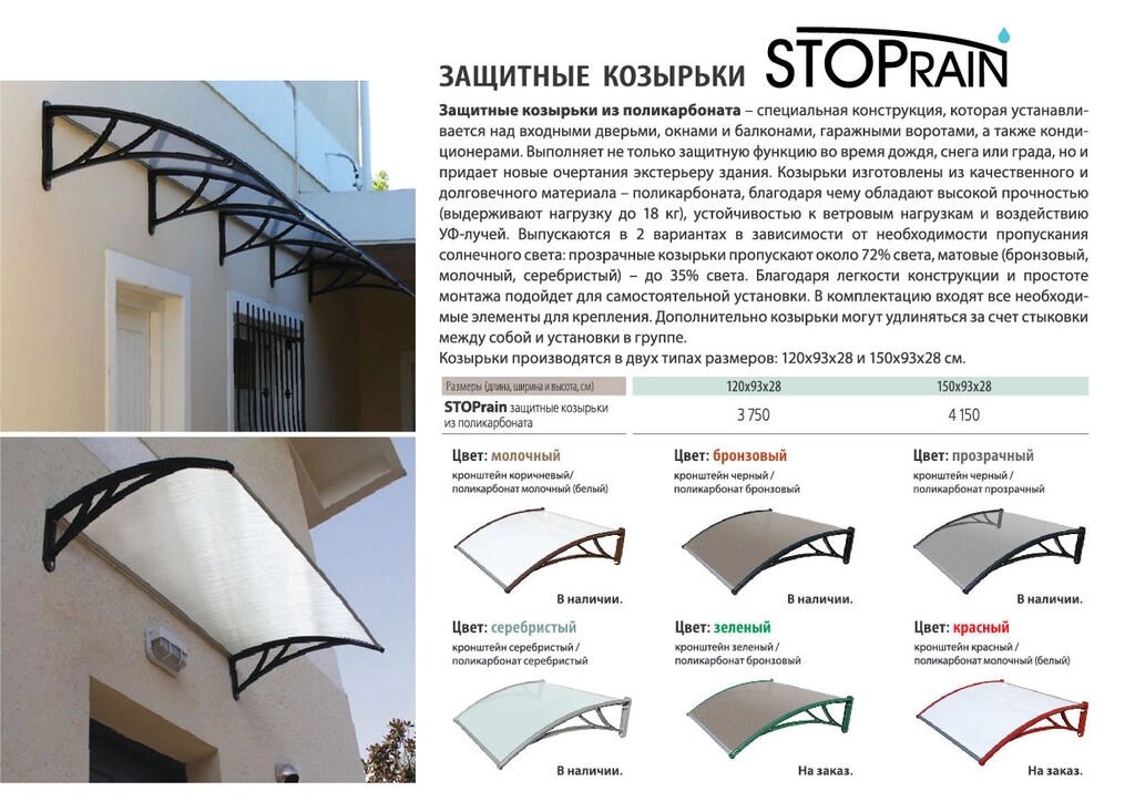 Козырьки защитные STOPrain от компании "ТК ВАШ ДОМ" - фото 1