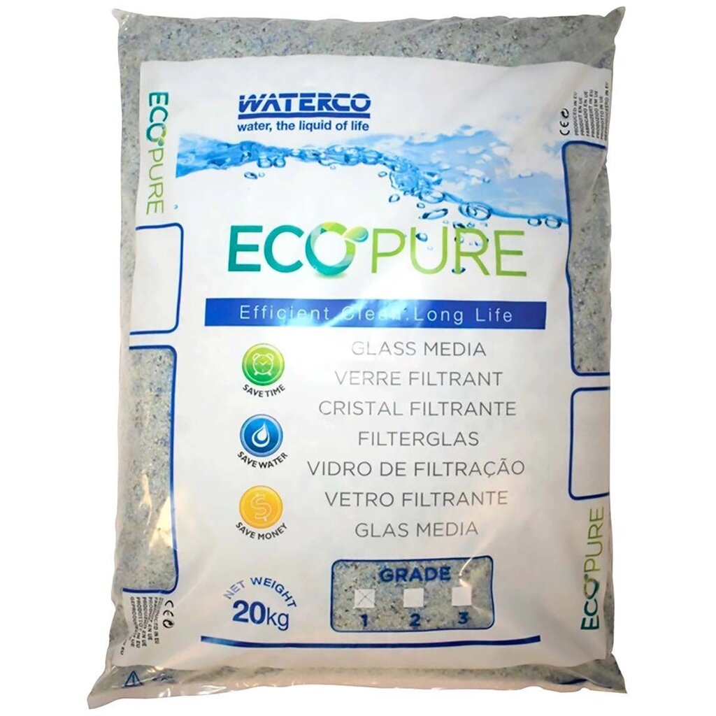 Песок стеклянный Waterco EcoPure 0.5-1.0 мм (20 кг) от компании "ТК ВАШ ДОМ" - фото 1