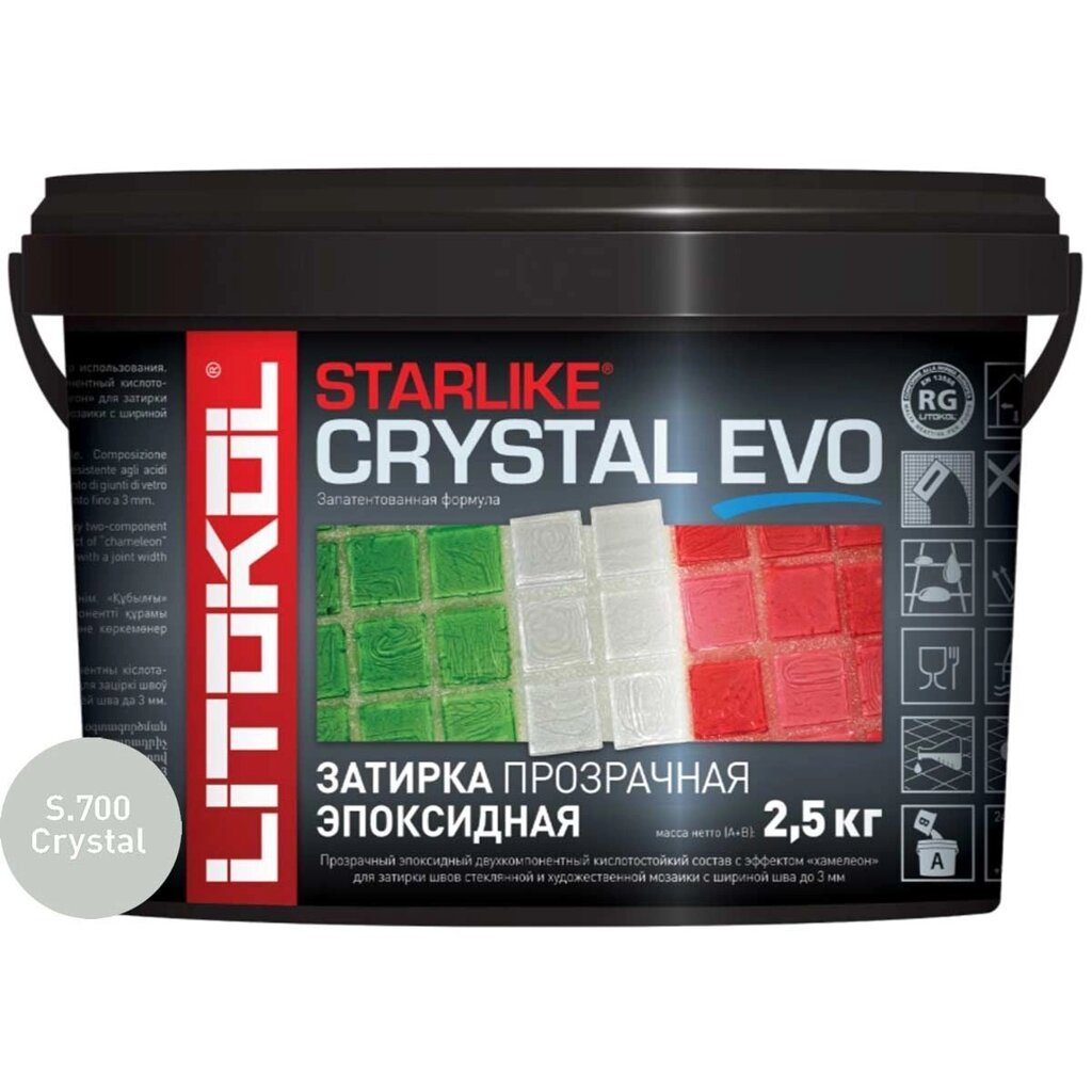 Затирочная смесь Litokol STARLIKE CRYSTAL EVO S. 700, 2.5 кг от компании "ТК ВАШ ДОМ" - фото 1