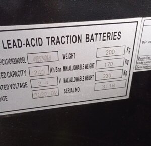 Аккумулятор для штабелёров CDDR15-II 24V/240Ah свинцово-кислотный РОССИЯ (WET battery)