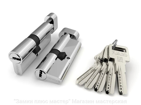 Цилиндровый механизм Fuaro (Фуаро) с вертушкой R602/80 mm (35+10+35) хром 5 кл. от компании "Замки плюс мастер" Магазин мастерская дверных замков. - фото 1