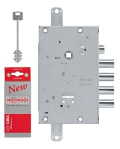 Замок врезной Cisa (Чиза) сувальдный с защёлкой NEW CAMBIO FACILE 57.665.48 (тех. упаковка), ключ 44 мм
