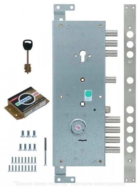 Замок врезной Guardian (Гардиан) двухсистемный ЗВ 25.14 Т (правый) с тягами (без накладок), 5+1 кл. от компании "Замки плюс мастер" Магазин мастерская дверных замков. - фото 1