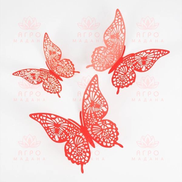 Декор на стену - наклейки с красными бабочками (тип 2) от компании Интернет-магазин "Мадана" - фото 1