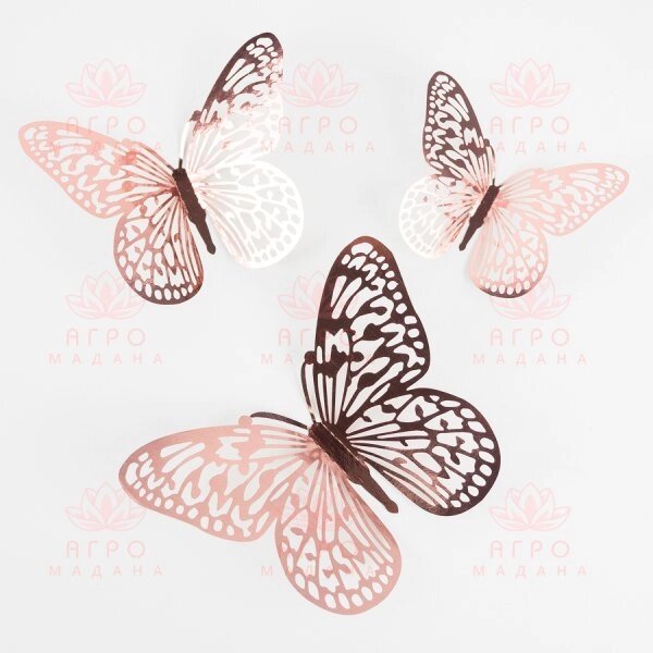 Декор на стену - наклейки с розовыми бабочками (тип 1) от компании Интернет-магазин "Мадана" - фото 1