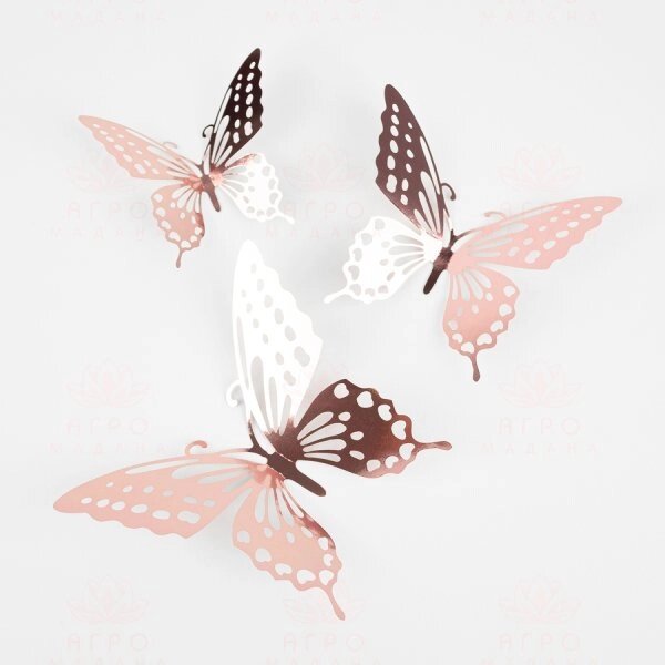 Декор на стену - наклейки с розовыми бабочками (тип 2) от компании Интернет-магазин "Мадана" - фото 1