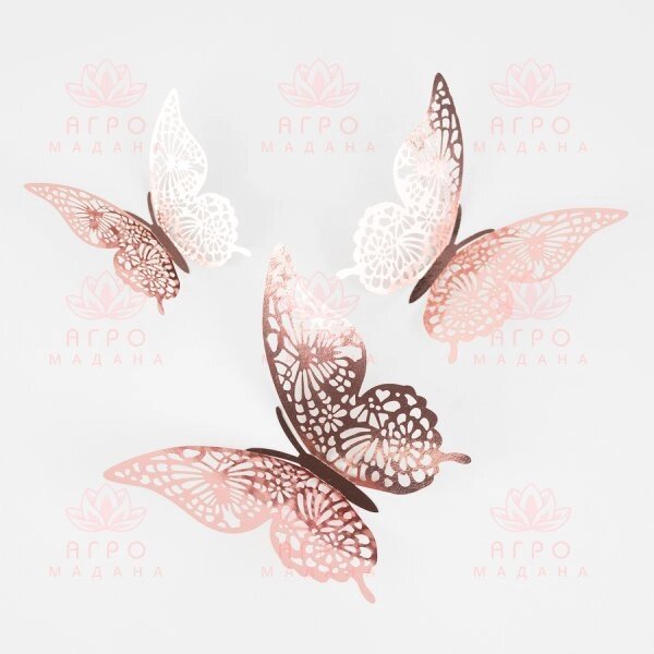 Декор на стену - наклейки с розовыми бабочками (тип 3) от компании Интернет-магазин "Мадана" - фото 1