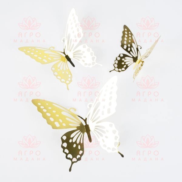 Декор на стену - наклейки с золотистыми бабочками (тип 1) от компании Интернет-магазин "Мадана" - фото 1