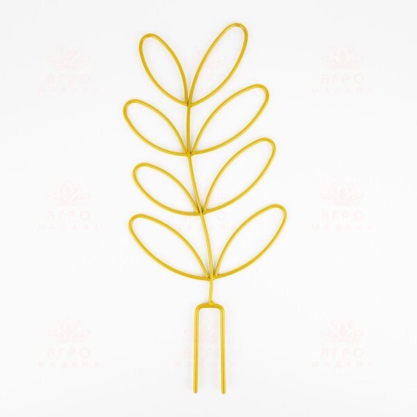 Опора для растений с u-образной ножкой "Ветка с листьями" золотая от компании Интернет-магазин "Мадана" - фото 1