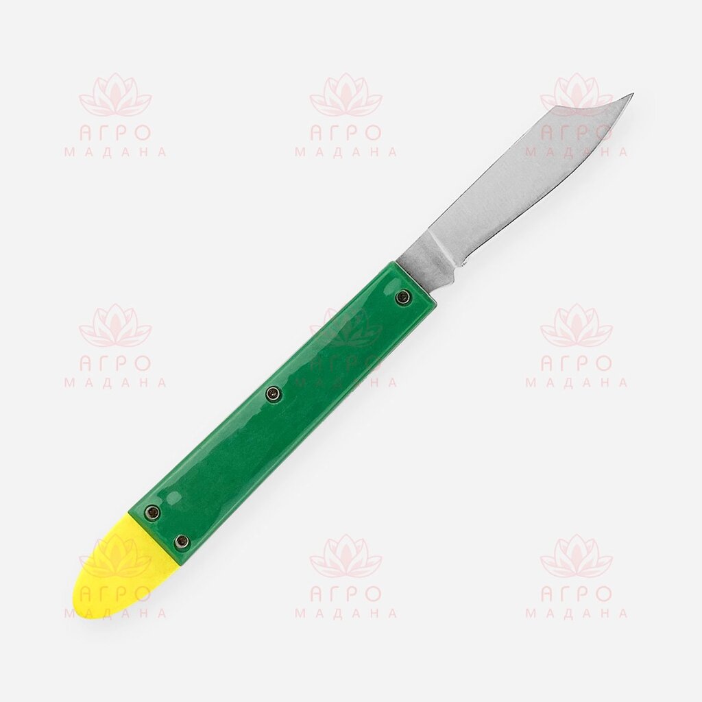 Прививочный нож зеленый с желтым отгибателем от компании Интернет-магазин "Мадана" - фото 1