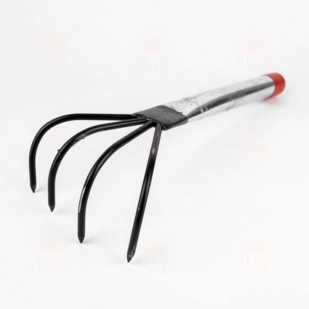 Рыхлитель металлический 4-х зубый, черный, с красной заглушкой от компании Интернет-магазин "Мадана" - фото 1