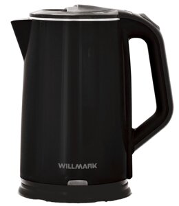 Чайник электрический WILLMARK WEK-2012PS 2л, нержавейка+пластик, черный, двойные стенки, 2000Вт (12)