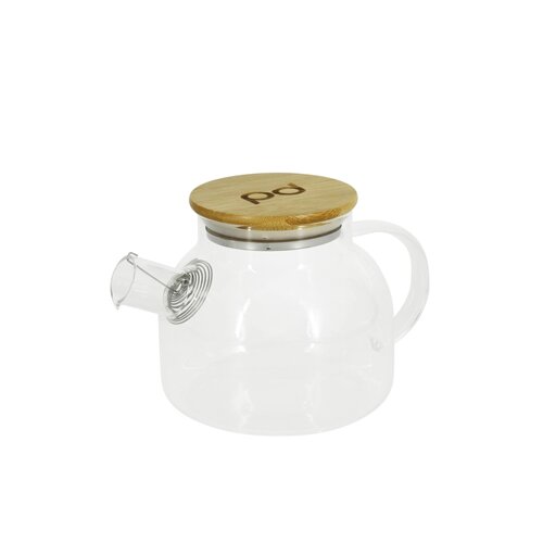 Чайник заварочный Pomi d'Oro P250086 Neri стеклянный с фильтром-пружиной и бамбуковой крышкой, 800мл