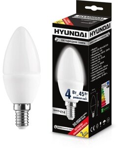 Лампа светодиодная hyundai LED02-C35-4W-4.5K-E14