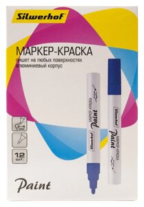 Маркер лаковый Silwerhof Paint круг. пулевидный пиш. наконечник 2-4мм металический корпус синий коробка картонная