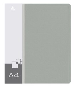 Папка на 4-х кольцах Бюрократ -0827/4RGREY A4 пластик 0.7мм кор. 27мм внутр. с вставкой серый