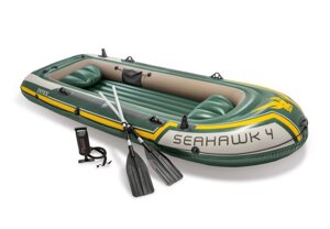 Надувная лодка INTEX Seahawk 4 35114548 см + насос и весла