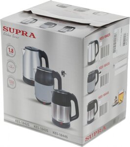 Чайник электрический Supra KES-1843S 1.8л. 1500Вт черный/белый корпус: металл