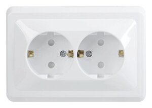 Розетка силов. IEK Вега ERV24-K01-16-DM 2розет. двойн. скрыт. зазем. штор. крыш. IP20 белый (упак.:1шт)
