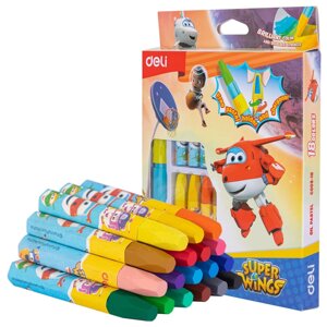 Масляная пастель Deli EC009-18 Super Wings шестигранные 18цв. картон. кор./европод.