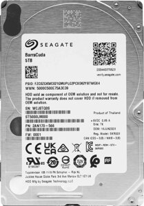 Жесткий диск Seagate SATA-III 5TB ST5000LM000 Notebook/Desktop Barracuda 4KN (5400rpm) 128Mb 2.5"