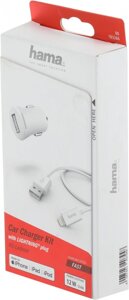 Комплект зар./устр. Hama H-183266 2.4A USB для Apple белый (00183266)