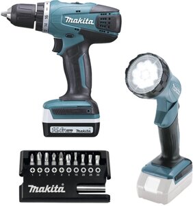 Дрель-шуруповерт Makita DF347DWLX1 аккум. патрон: быстрозажимной (кейс в комплекте)