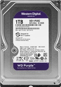 Жесткий диск WD SATA-III 1TB WD11PURZ Surveillance Purple (5400rpm) 64Mb 3.5"