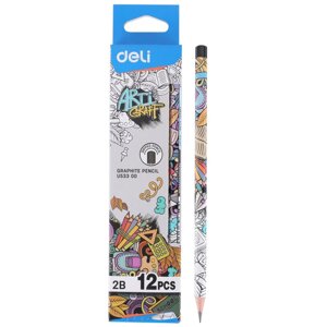 Набор карандашей ч/г Deli EU53300 Arti Graff 2B шестигран. тополь рисунок кор. европод. (12шт)