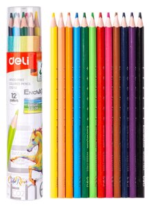 Карандаши цв. Deli EC112-12 Enovation трехгран. пластик 12цв. карт. тубус (12шт)
