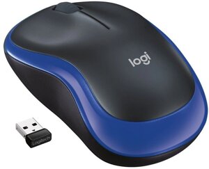 Мышь Logitech M185 черный/синий оптическая (1000dpi) беспроводная USB1.1 для ноутбука (2but)