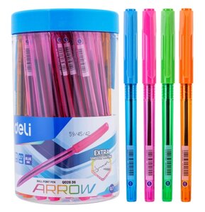 Ручка шариков. Deli Arrow EQ02636-1 прозрачный/ассорти d=0.7мм син. черн. (1шт) ассорти