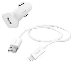 Автомобильное зар./устр. Hama H-183291 1A для Apple белый (00183291)