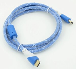 Кабель аудио-видео HDMI (m)/HDMI (m) 1.8м. феррит. кольца позолоч. конт. синий/белый