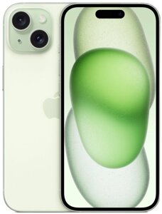 Смартфон Apple A3090 iPhone 15 128Gb зеленый моноблок 3G 4G 1Sim 6.1" 1179x2556 iOS 17 48Mpix 802.11 a/b/g/n/ac/ax NFC