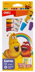 Масляная пастель Deli Larva EC201-12 шестигранные 12цв. картон. кор.